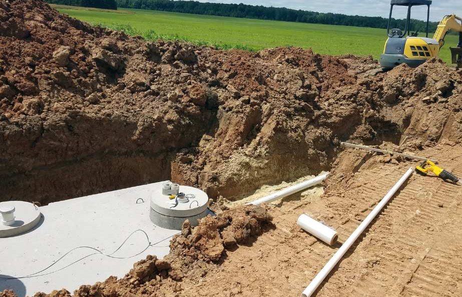 Image of a new septic tank install Image of a new septic tank install