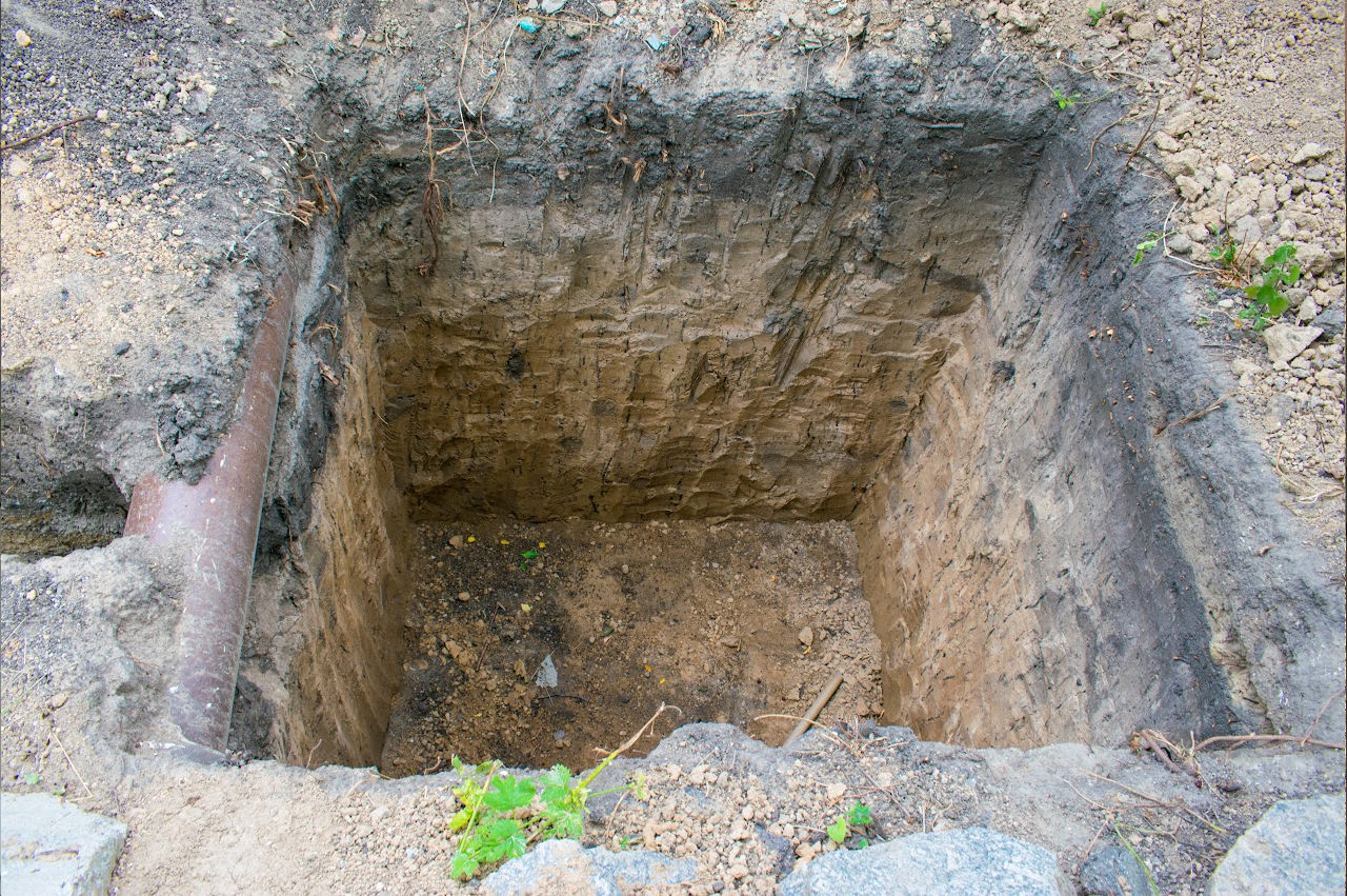 image of a hole for a septic tank