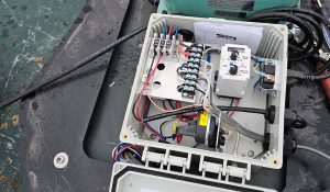 maintainance Open electrical box with complex wiring